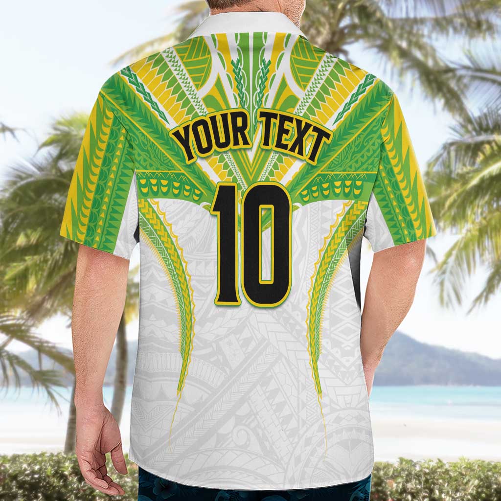 Custom Cook Islands Rugby Hawaiian Shirt Tatau Art Sport Style White Color