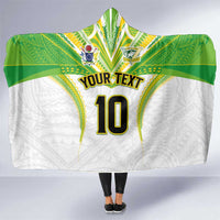 Custom Cook Islands Rugby Hooded Blanket Tatau Art Sport Style White Color LT03 One Size White - Polynesian Pride