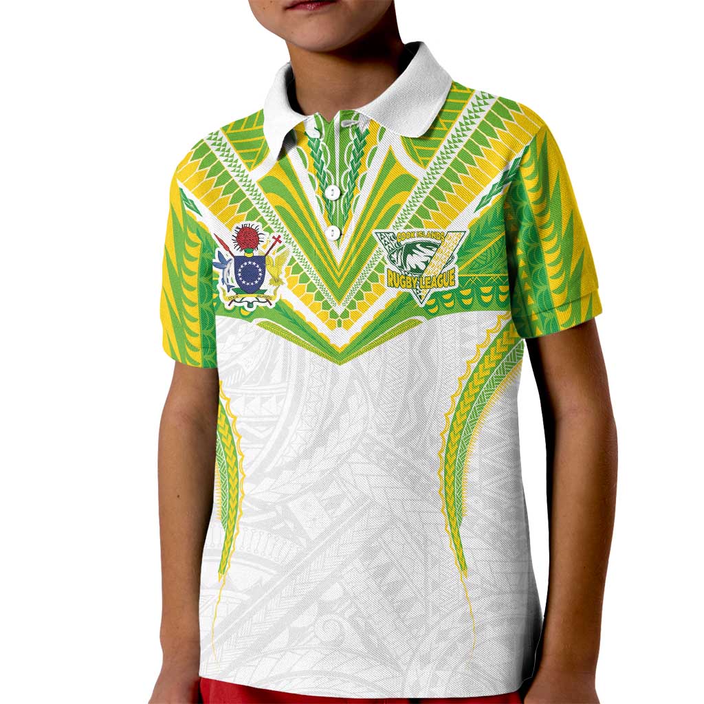 Custom Cook Islands Rugby Kid Polo Shirt Tatau Art Sport Style White Color LT03 Kid White - Polynesian Pride