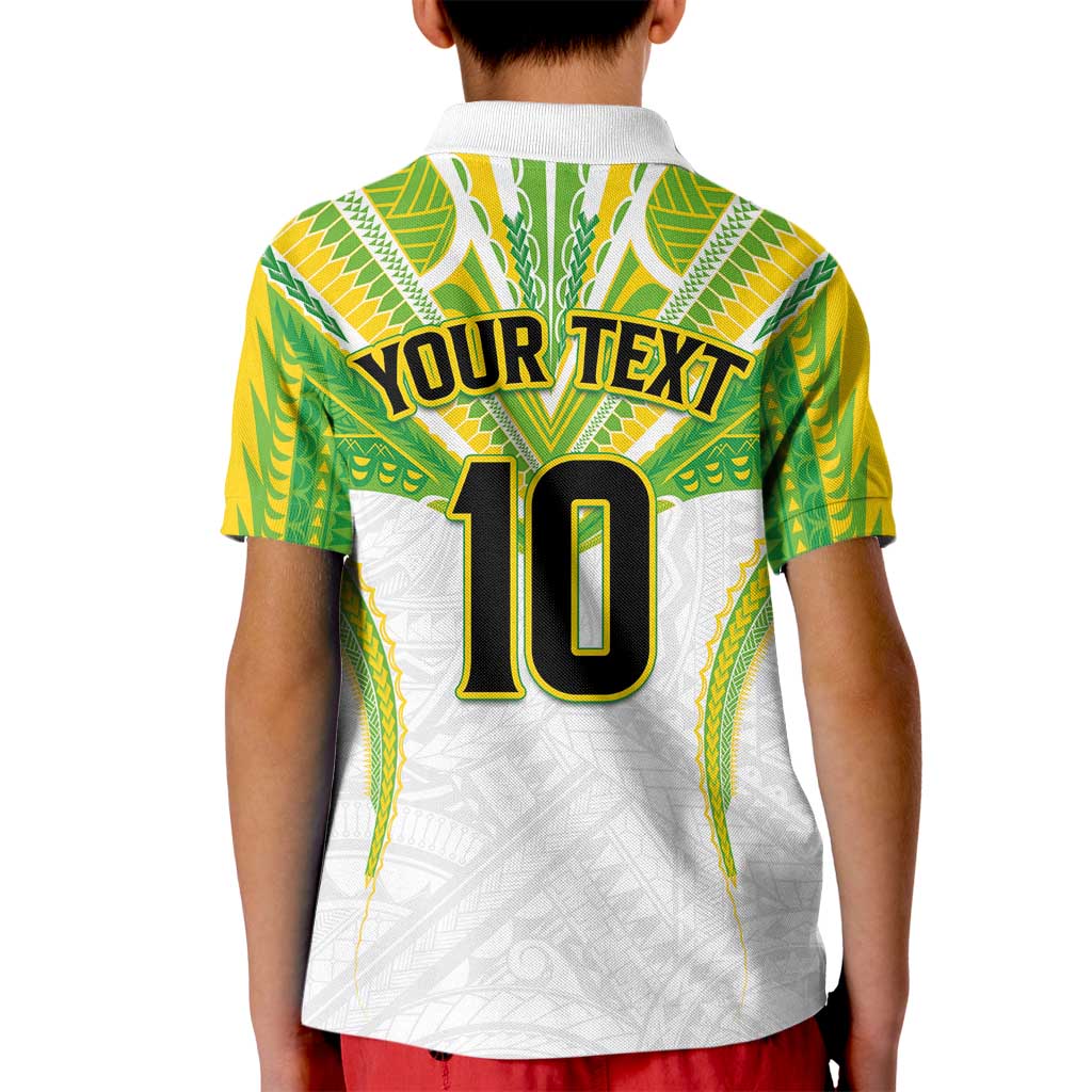 Custom Cook Islands Rugby Kid Polo Shirt Tatau Art Sport Style White Color LT03 - Polynesian Pride