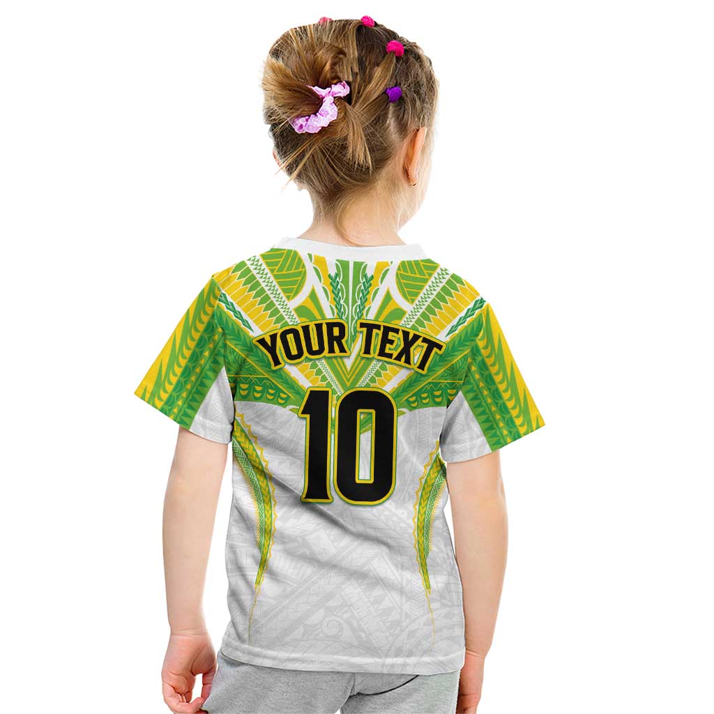 Custom Cook Islands Rugby Kid T Shirt Tatau Art Sport Style White Color LT03 - Polynesian Pride