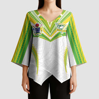 Custom Cook Islands Rugby Kimono Sleeve Blouse Tatau Art Sport Style White Color