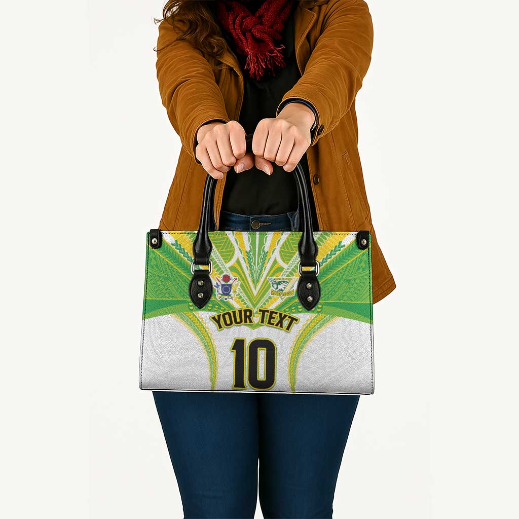 Custom Cook Islands Rugby Leather Bag Tatau Art Sport Style White Color LT03 - Polynesian Pride