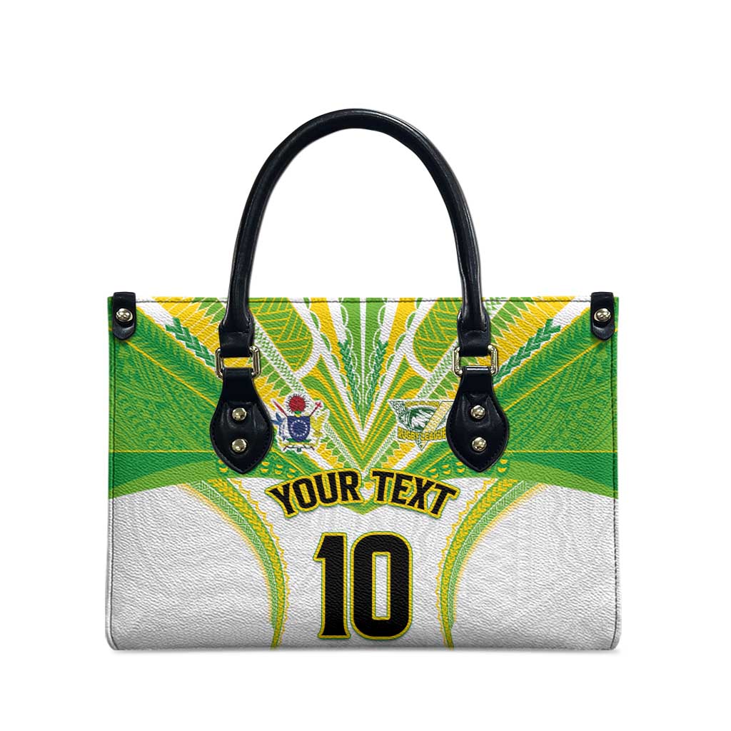 Custom Cook Islands Rugby Leather Bag Tatau Art Sport Style White Color LT03 - Polynesian Pride