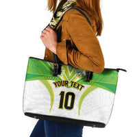 Custom Cook Islands Rugby Leather Tote Bag Tatau Art Sport Style White Color LT03 White - Polynesian Pride
