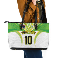 Custom Cook Islands Rugby Leather Tote Bag Tatau Art Sport Style White Color LT03 - Polynesian Pride