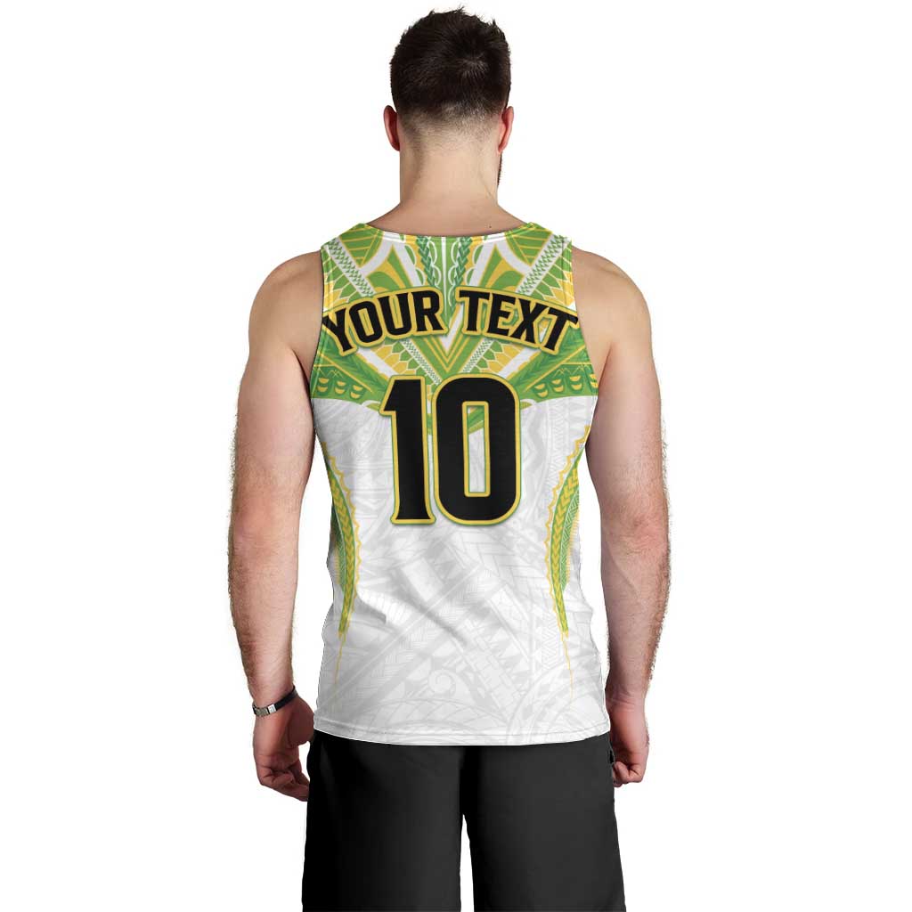 Custom Cook Islands Rugby Men Tank Top Tatau Art Sport Style White Color LT03 - Polynesian Pride