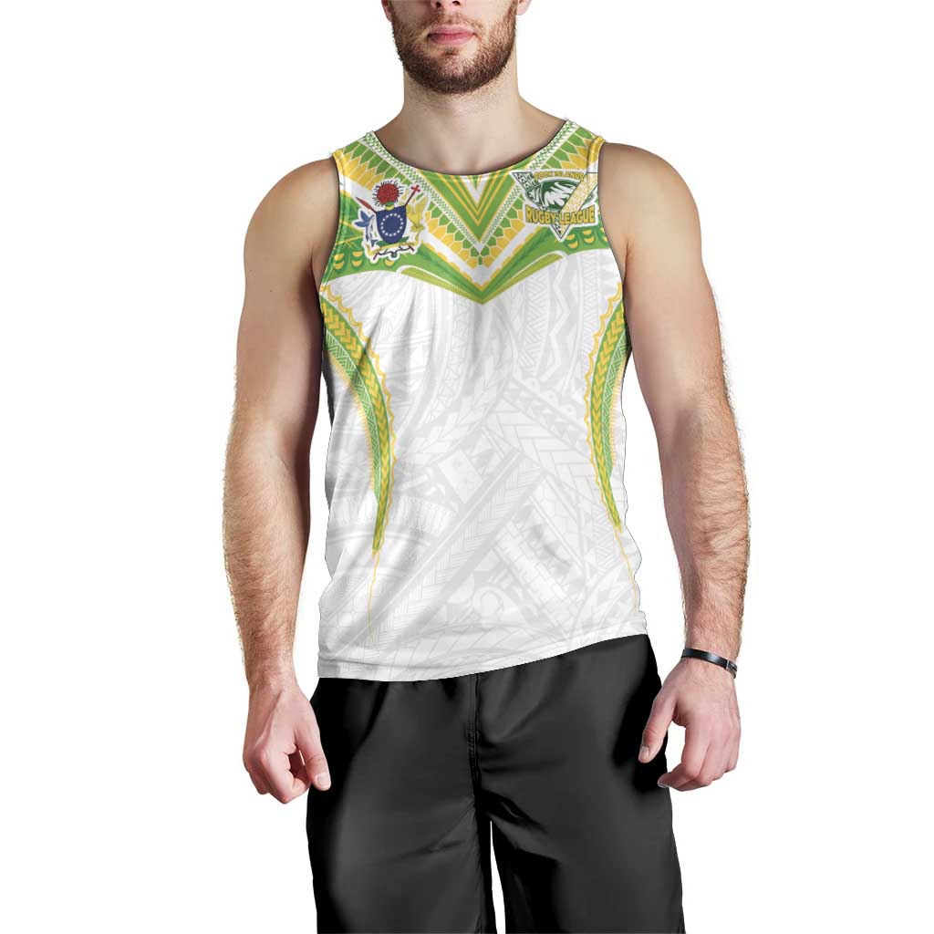 Custom Cook Islands Rugby Men Tank Top Tatau Art Sport Style White Color LT03 - Polynesian Pride