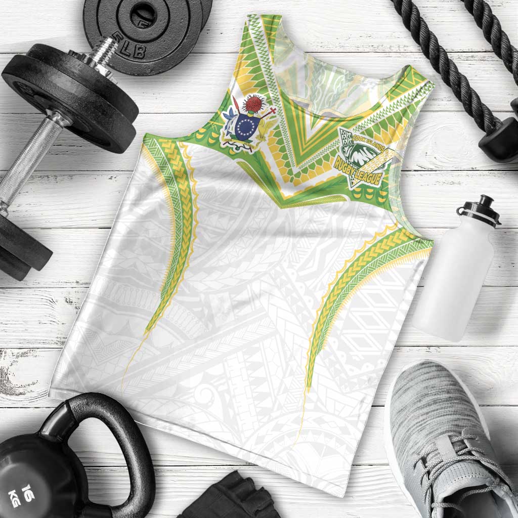 Custom Cook Islands Rugby Men Tank Top Tatau Art Sport Style White Color LT03 - Polynesian Pride