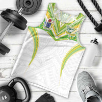 Custom Cook Islands Rugby Men Tank Top Tatau Art Sport Style White Color LT03 - Polynesian Pride