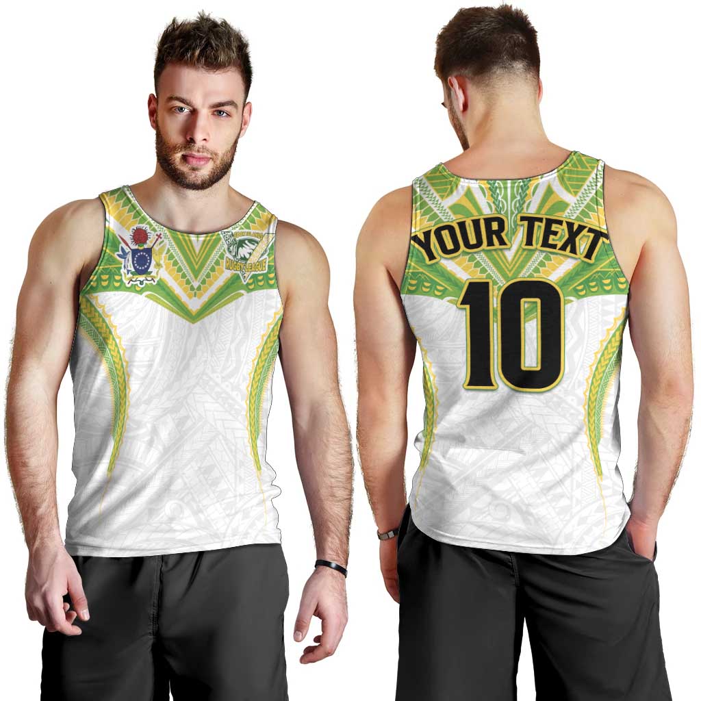 Custom Cook Islands Rugby Men Tank Top Tatau Art Sport Style White Color LT03 - Polynesian Pride