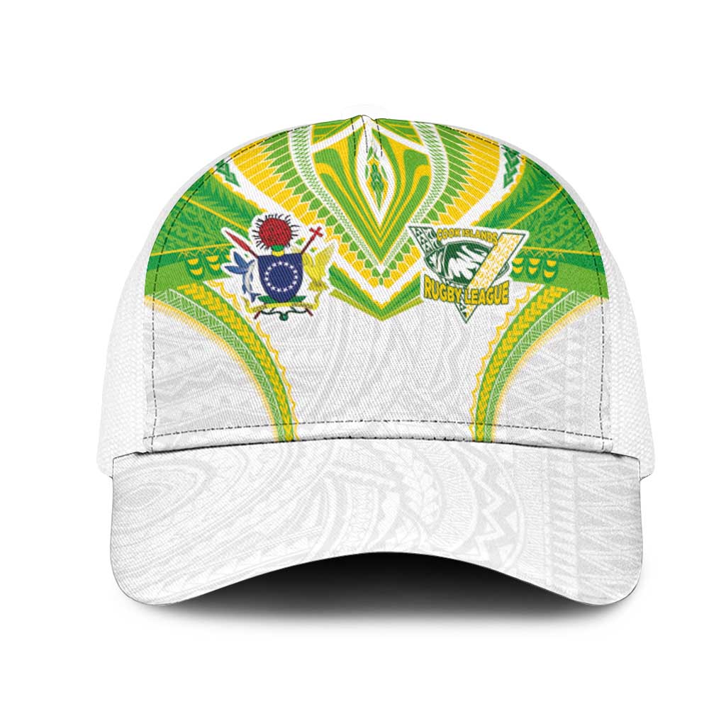 Cook Islands Rugby Mesh Trucker Cap Tatau Art Sport Style White Color LT03 One Size White White - Polynesian Pride