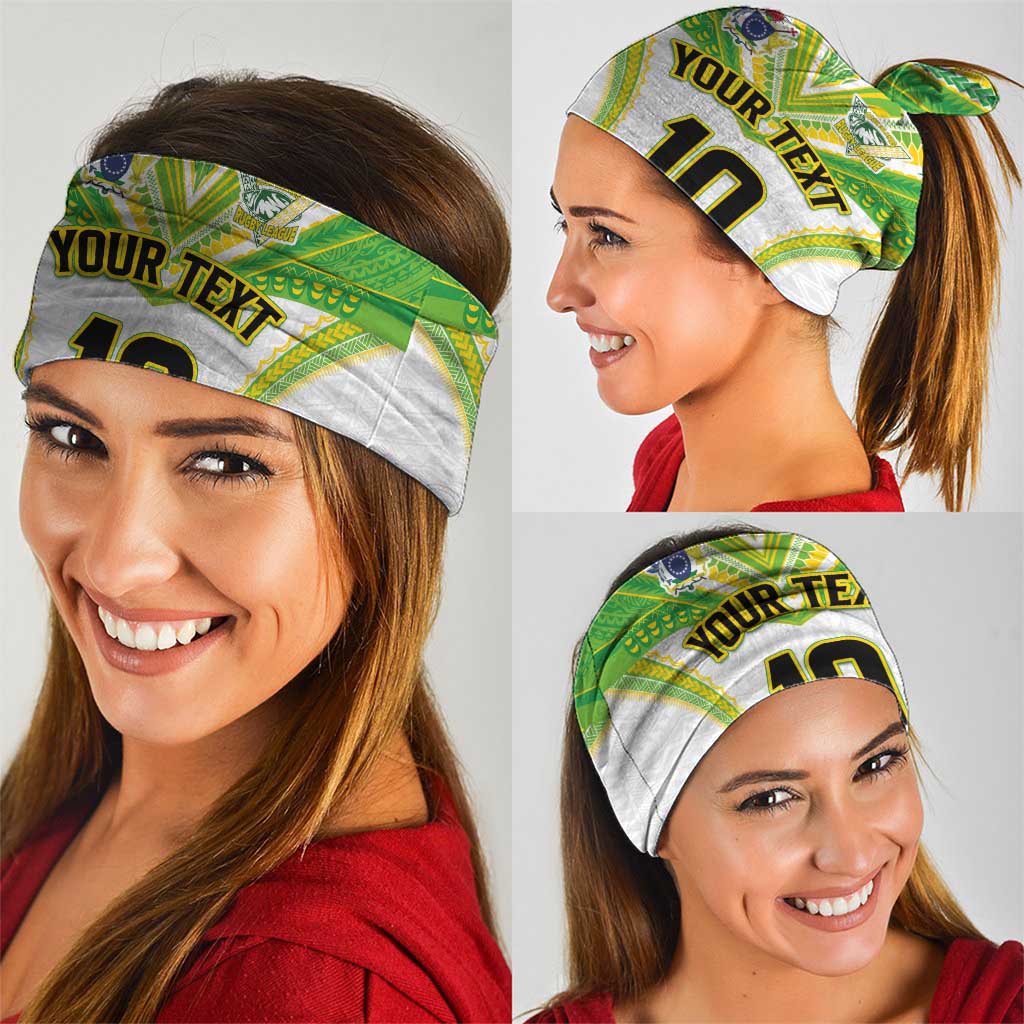 Custom Cook Islands Rugby Neck Gaiter Tatau Art Sport Style White Color LT03 - Polynesian Pride