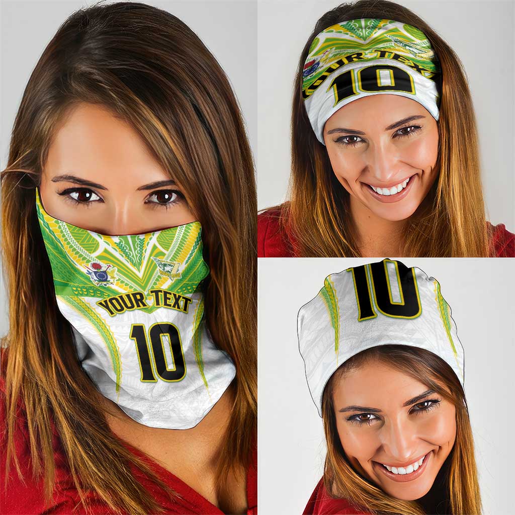 Custom Cook Islands Rugby Neck Gaiter Tatau Art Sport Style White Color LT03 - Polynesian Pride