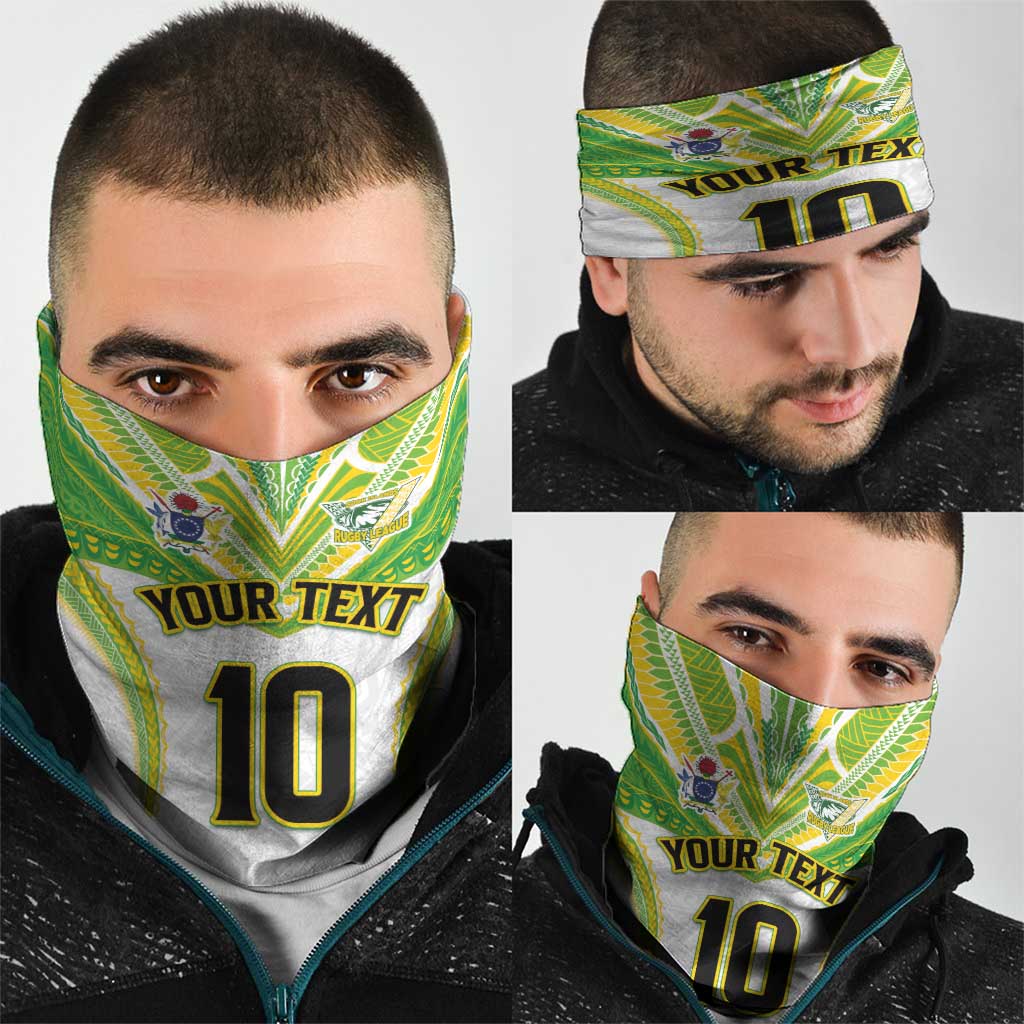 Custom Cook Islands Rugby Neck Gaiter Tatau Art Sport Style White Color LT03 - Polynesian Pride