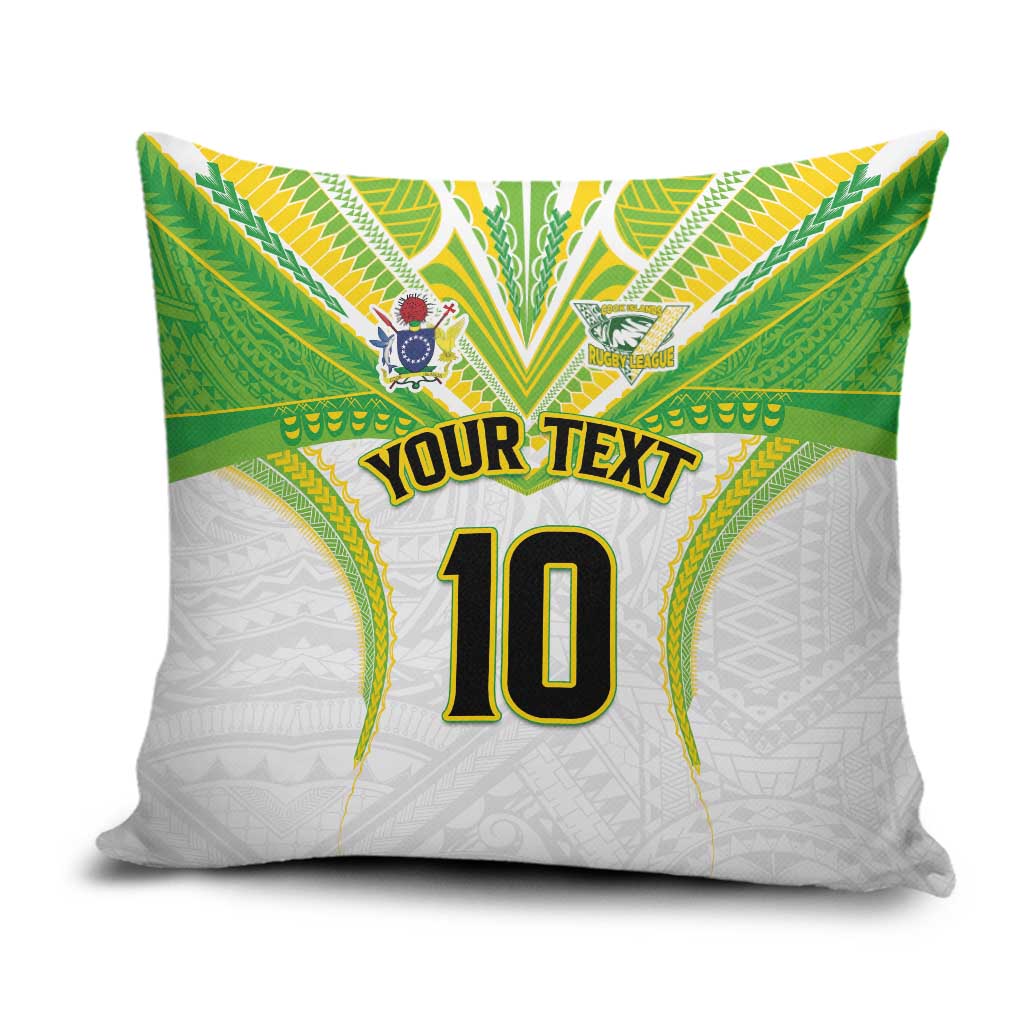 Custom Cook Islands Rugby Pillow Cover Tatau Art Sport Style White Color LT03 White - Polynesian Pride
