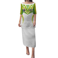 Custom Cook Islands Rugby Puletasi Tatau Art Sport Style White Color LT03 Long Dress White - Polynesian Pride