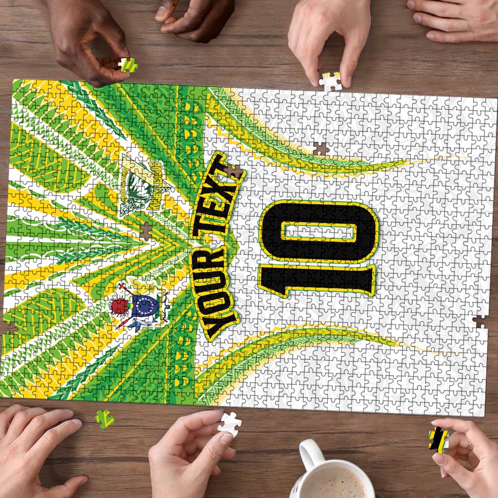 Custom Cook Islands Rugby Puzzle Tatau Art Sport Style White Color LT03 - Polynesian Pride