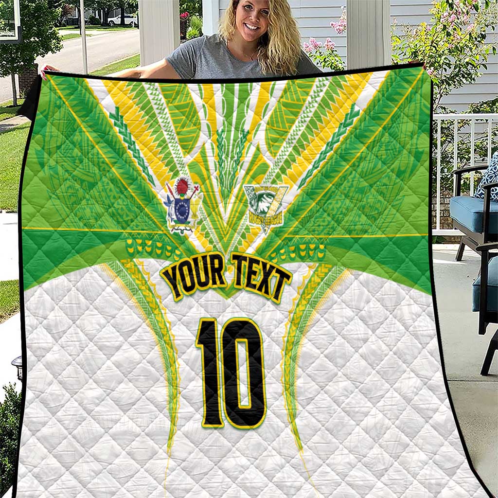 Custom Cook Islands Rugby Quilt Tatau Art Sport Style White Color LT03 White - Polynesian Pride