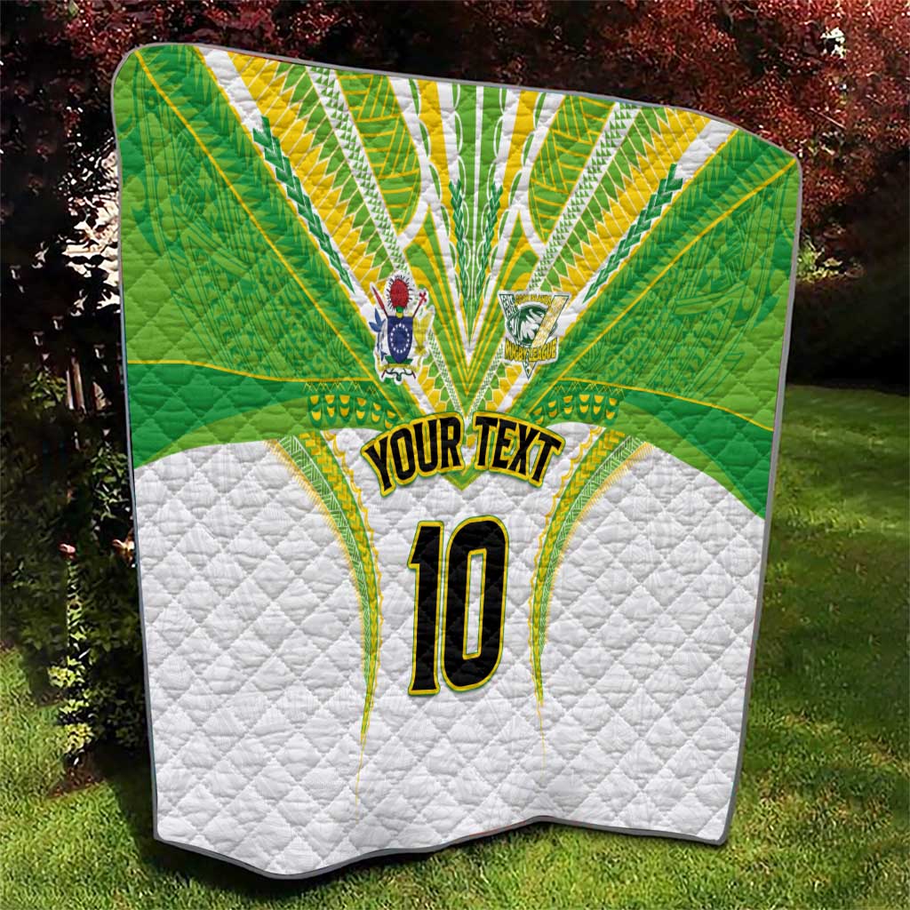 Custom Cook Islands Rugby Quilt Tatau Art Sport Style White Color LT03 - Polynesian Pride