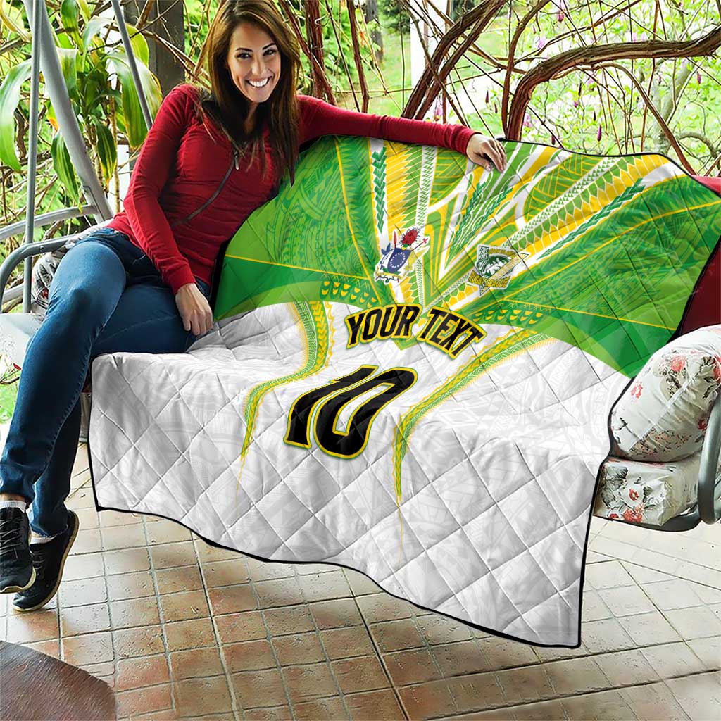 Custom Cook Islands Rugby Quilt Tatau Art Sport Style White Color LT03 - Polynesian Pride