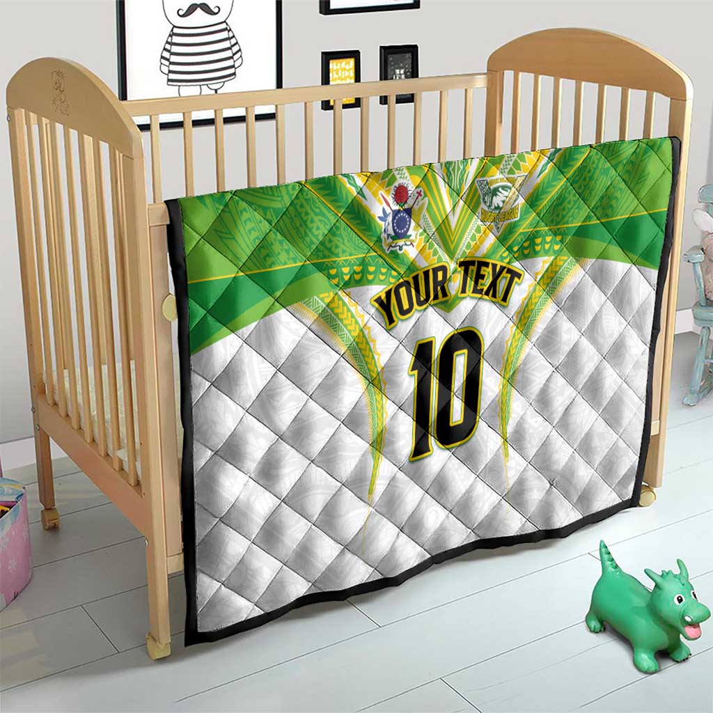 Custom Cook Islands Rugby Quilt Tatau Art Sport Style White Color LT03 - Polynesian Pride