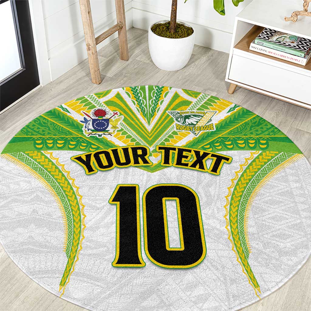 Custom Cook Islands Rugby Round Carpet Tatau Art Sport Style White Color LT03 White - Polynesian Pride