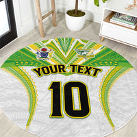 Custom Cook Islands Rugby Round Carpet Tatau Art Sport Style White Color LT03 White - Polynesian Pride