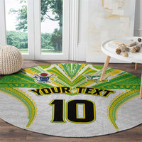 Custom Cook Islands Rugby Round Carpet Tatau Art Sport Style White Color LT03 - Polynesian Pride