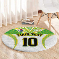 Custom Cook Islands Rugby Round Carpet Tatau Art Sport Style White Color LT03 - Polynesian Pride