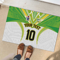 Custom Cook Islands Rugby Rubber Doormat Tatau Art Sport Style White Color LT03 - Polynesian Pride