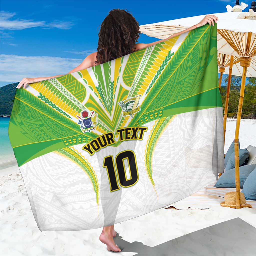 Custom Cook Islands Rugby Sarong Tatau Art Sport Style White Color LT03 One Size 44 x 66 inches White - Polynesian Pride