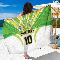 Custom Cook Islands Rugby Sarong Tatau Art Sport Style White Color LT03 One Size 44 x 66 inches White - Polynesian Pride