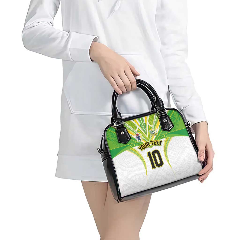 Custom Cook Islands Rugby Shoulder Handbag Tatau Art Sport Style White Color LT03 - Polynesian Pride