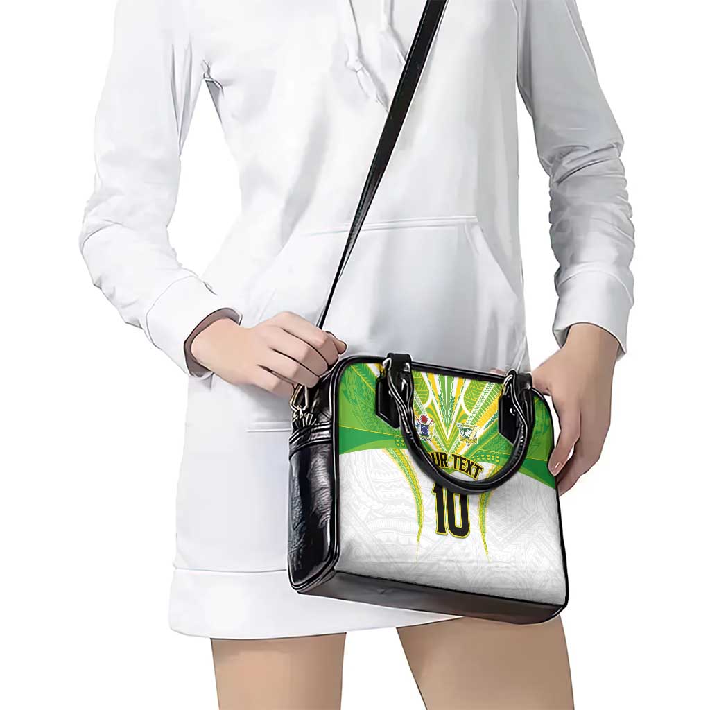 Custom Cook Islands Rugby Shoulder Handbag Tatau Art Sport Style White Color LT03 - Polynesian Pride