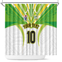 Custom Cook Islands Rugby Shower Curtain Tatau Art Sport Style White Color LT03 White - Polynesian Pride