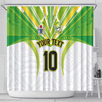 Custom Cook Islands Rugby Shower Curtain Tatau Art Sport Style White Color LT03 - Polynesian Pride