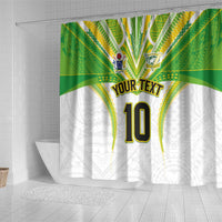 Custom Cook Islands Rugby Shower Curtain Tatau Art Sport Style White Color LT03 - Polynesian Pride