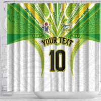 Custom Cook Islands Rugby Shower Curtain Tatau Art Sport Style White Color LT03 - Polynesian Pride