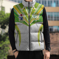 Custom Cook Islands Rugby Sleeveless Puffer Jacket Tatau Art Sport Style White Color LT03 - Polynesian Pride