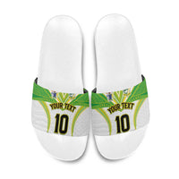 Custom Cook Islands Rugby Slide Sandals Tatau Art Sport Style White Color LT03 White - Polynesian Pride