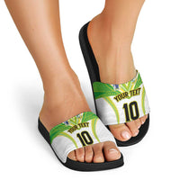 Custom Cook Islands Rugby Slide Sandals Tatau Art Sport Style White Color LT03 - Polynesian Pride