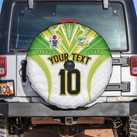 Custom Cook Islands Rugby Spare Tire Cover Tatau Art Sport Style White Color