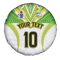 Custom Cook Islands Rugby Spare Tire Cover Tatau Art Sport Style White Color