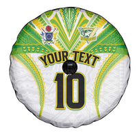 Custom Cook Islands Rugby Spare Tire Cover Tatau Art Sport Style White Color