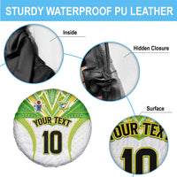 Custom Cook Islands Rugby Spare Tire Cover Tatau Art Sport Style White Color