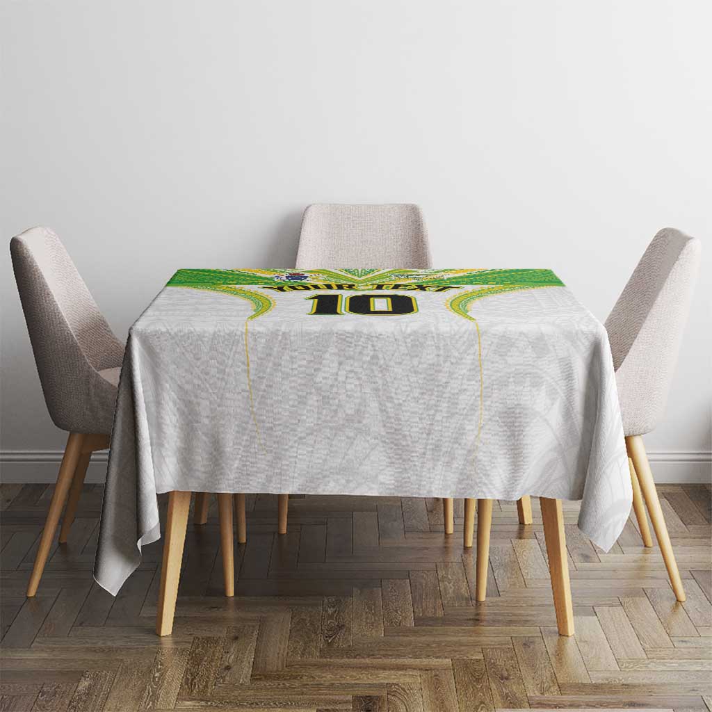 Custom Cook Islands Rugby Tablecloth Tatau Art Sport Style White Color LT03 - Polynesian Pride