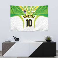 Custom Cook Islands Rugby Tapestry Tatau Art Sport Style White Color LT03 - Polynesian Pride