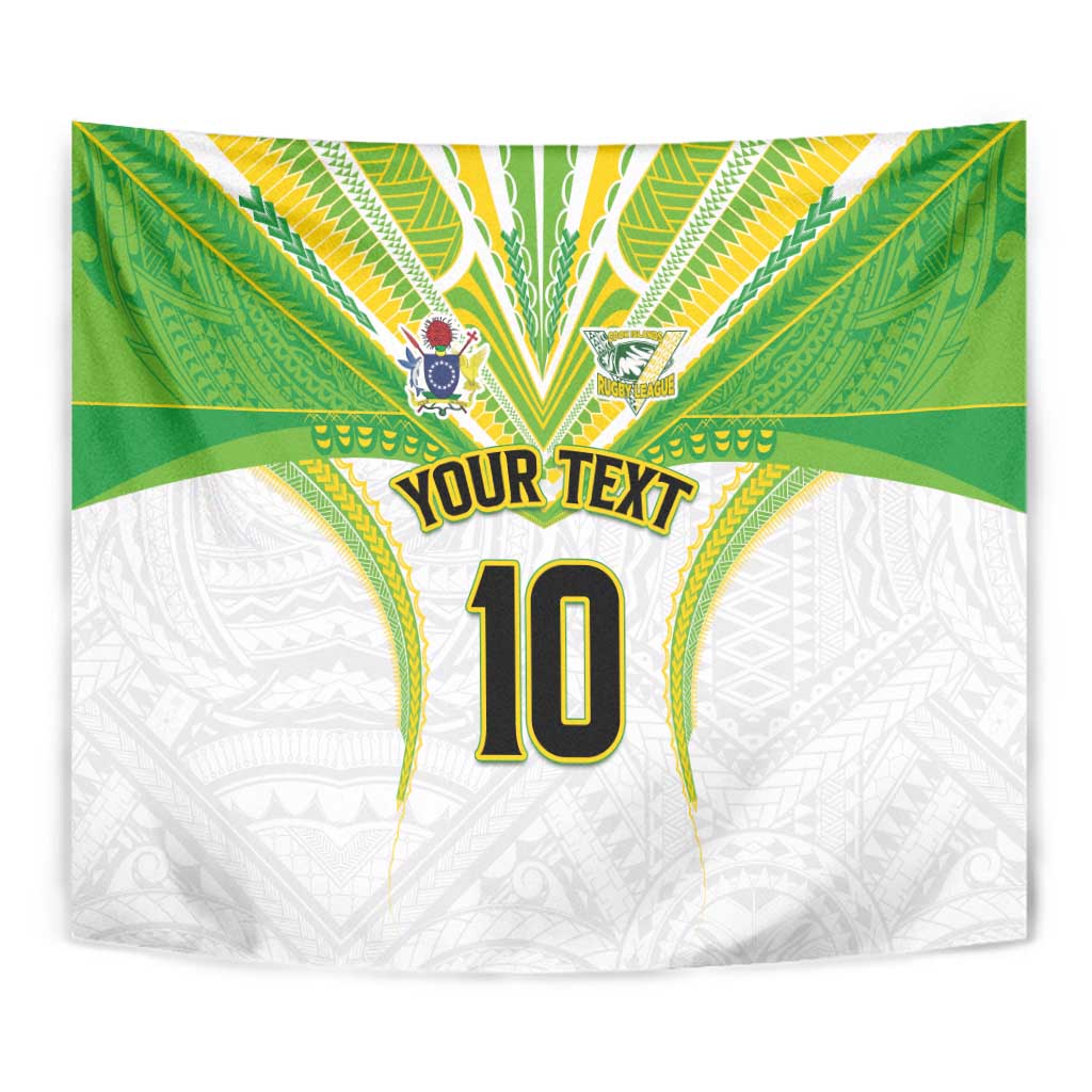 Custom Cook Islands Rugby Tapestry Tatau Art Sport Style White Color LT03 - Polynesian Pride