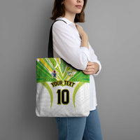 Custom Cook Islands Rugby Tote Bag Tatau Art Sport Style White Color